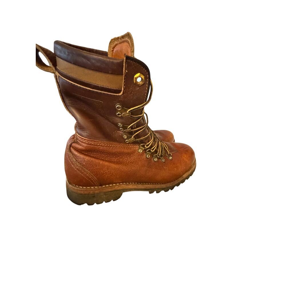 Vintage Herman Survivors Brown Leather Mountaineer Boots Men's Size 10 Vibram - Picture 5 of 7